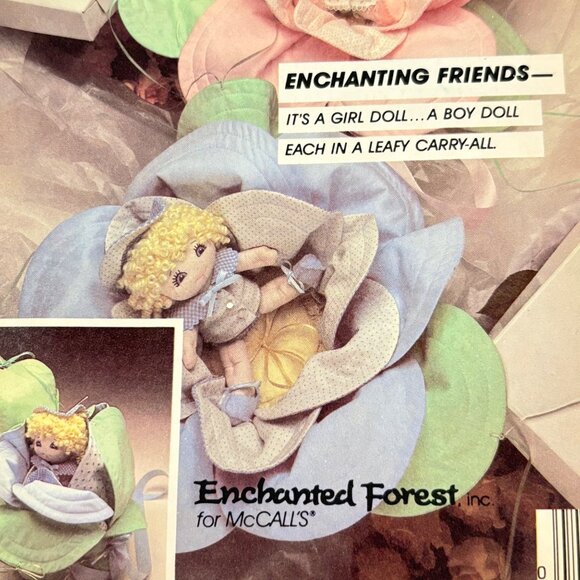 McCalls Crafts Pattern 9130 Enchanting Friends Leafy Carry-All Dolls - Picture 2 of 3